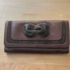 Elegant Brown Leather Women's Clutch